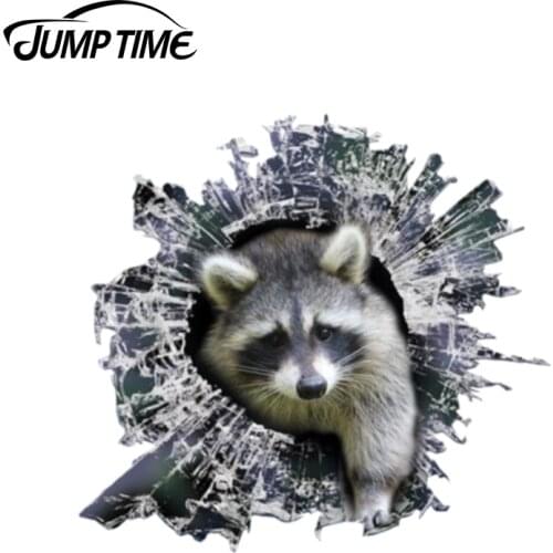 Jump Time 13cm x 12.2cm 3D Raccoon window sticker Glass Slag Decal Reflective Stickers Waterproof Decals