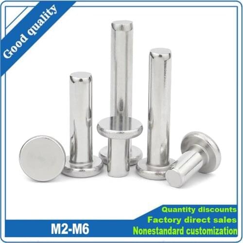 10/50pcs A2-70 304 Stainless Steel Flat Round Head Solid Rivet M2 M2.5 M3 M4 M5 M6 Self Plugging Knock-on Rivet Nail Bolts GB109