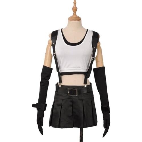 2021 Anime Final Fantasy VII Remake Cosplay Costume Tifa Lockhart Skirt Tops Girl Daily Set