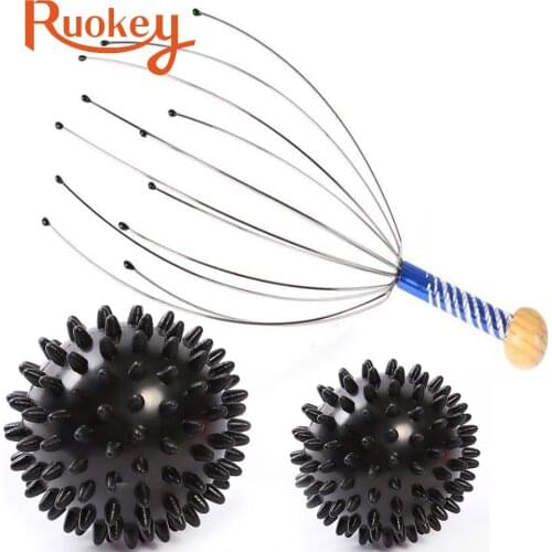 3PCS Anti-stress Scores Octopus Head Skin Care Neck Relief Stress Relaxing Claw Massage Skin Care Massager Massager ball