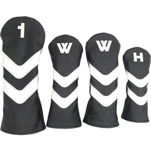 4 Packs PU Golf Head Cover with Plush Lining Protector Sports Golfer Accessory