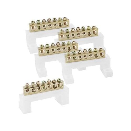 5 Pcs Electric Cable Connector 7 Positions Screw Barrier Terminal Block 400V 20A