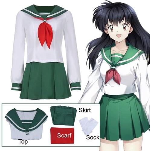 Anime Inuyasha Higurashi Kagome Cosplay Costume School Uniform Helloween Carnival Sailor Costume For Girl