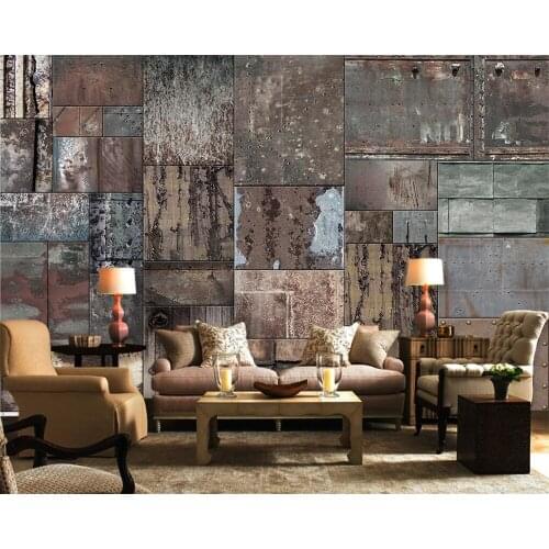 Beibehang Custom wallpaper retro metal personality background decoration TV sofa mural 3d living room bedroom mural 3d wallpaper