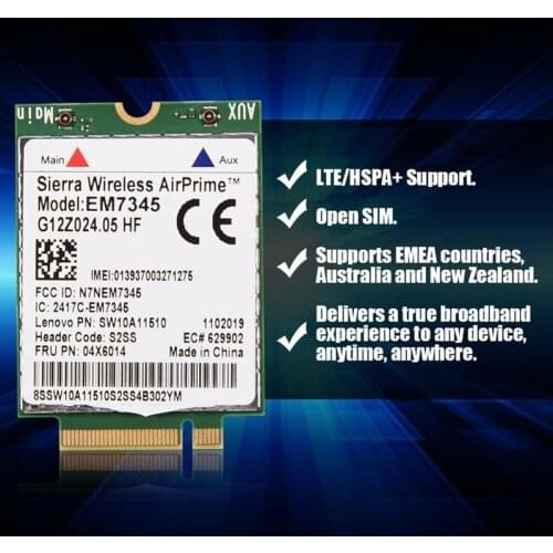 Notebook Wireless Network Card for Lenovo EM7345 LTE 4G Module FRU: 04X6014 T450 X250 X240 T440 L440 X1