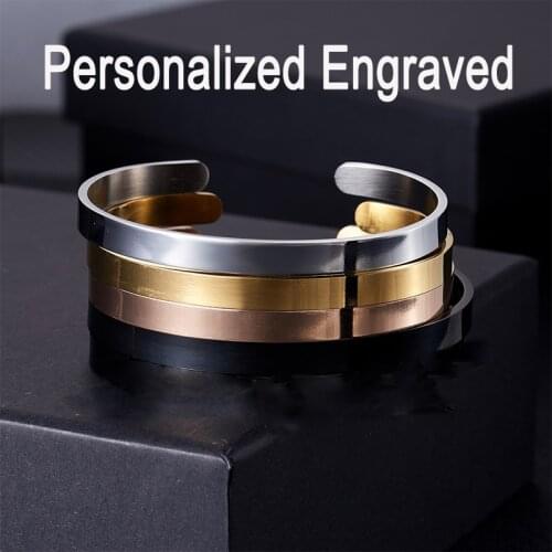 Stainless Steel Personalized Engraved Custom Name Words Bracelet Bangle Letters Custom Bracelets Party Wedding Jewelry Gift