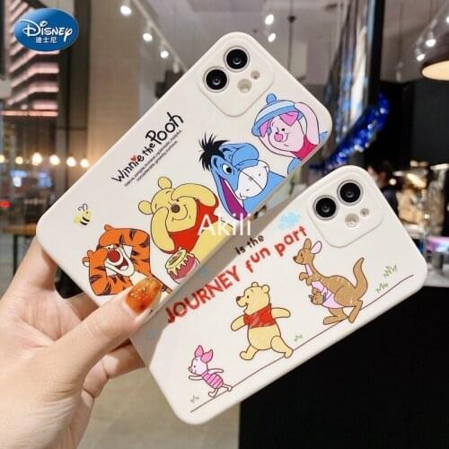 DISNEY Winnie the Pooh Silicone Case for IPhone 11 12Pro Xs Max iPhone SE 2020 6 7 8 Plus Official Liquid Silicon 360 Full Cover