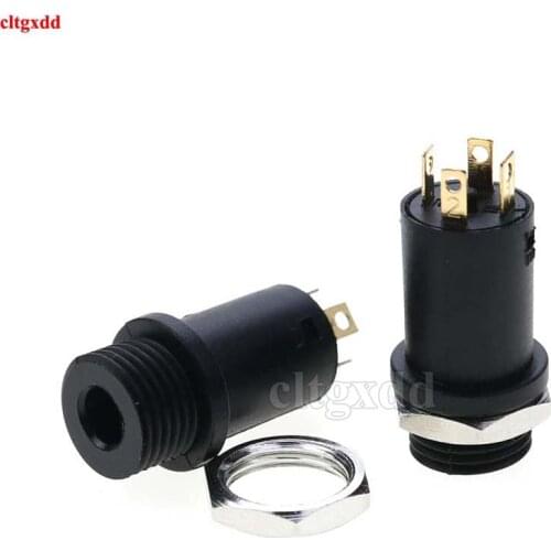 Cltgxdd 5PCS 3.5mm 4 Channel Female Headphone Stereo Jack Panel Mount Connector Audio Video Vertical Socket Gold Plated PJ-3640