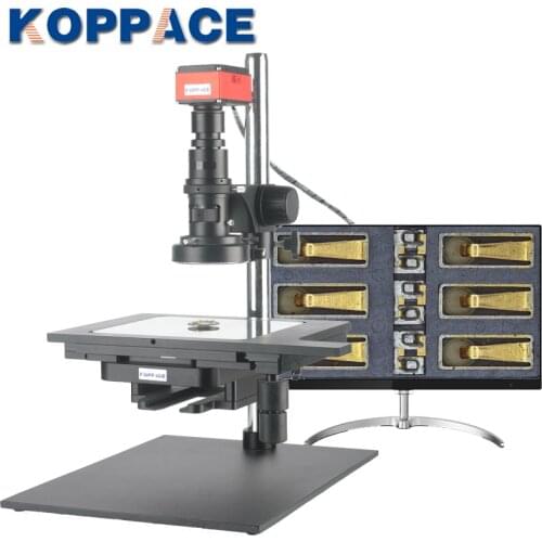KOPPACE 20X-200X Electron Microscope 4K HD Camera Take Pictures and Measure Continuous Zoom Lens 6 Inch Mobile Platform