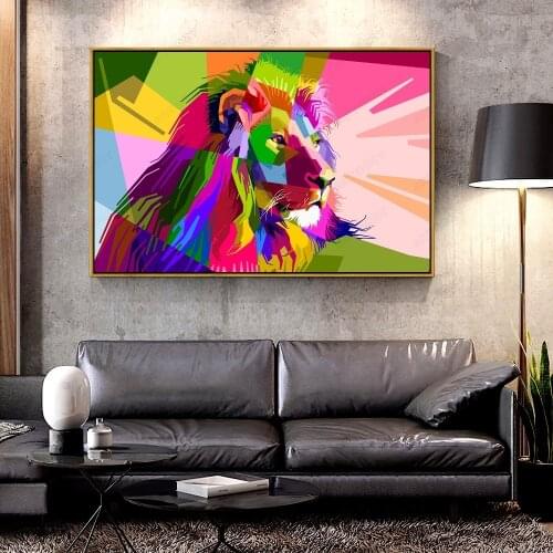 Forbeauty Oil Canvas Painting lion_art_colorful For Home Decoration Wall Art