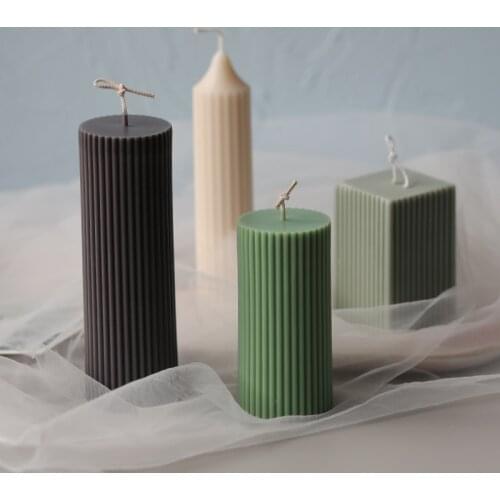 Roman Column Style Candle Mold Acrylic Cylindrical Silicone Mold Stripe Decoration Scented Candle DIY Home Party Wedding Decor