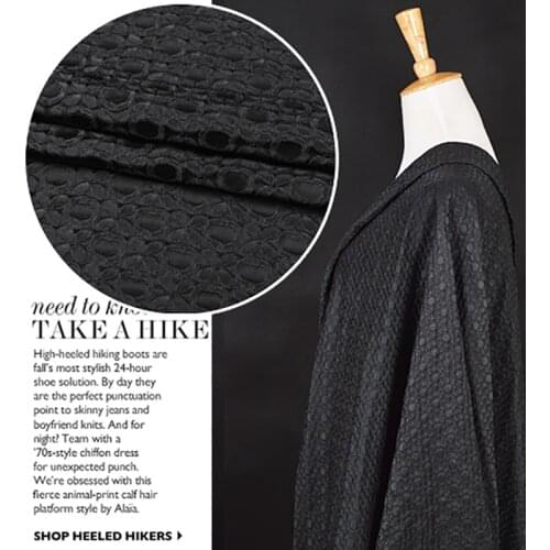 France Imported Geometric black flowers pattern jacquard fabric,3D yarn dyed fabric for women coat Dress patchwork 150cm width