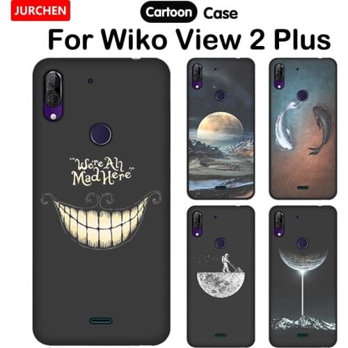 JURCHEN Silicone Phone Cases For Wiko View 2 Plus Case Cartoon Animal Starry Pattern TPU 5.93" View2 Plus View 2Plus Black Cover