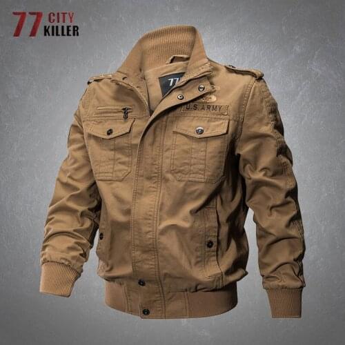 Military Bomber Jacket Mens Embroidery Multi-pocket Casual Cotton Pilot Tactical Cargo Jackets Male Spring Autumn Big Size 6XL