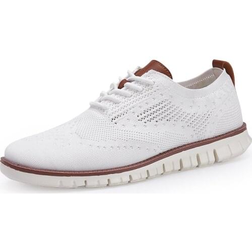 New Brogue mens Shoes Lace up lightweight British Dress Footwear Vogue hollow breathable knitted mesh Flats Shoes Fad