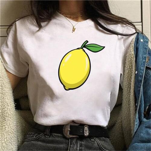 Summer new Funny Cartoon Lovely lemon T-shirt printed chic Harajuku Neck Casual retro top womens fashion T-shirt