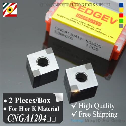 EDGEV 2 Pieces Boron Nitride CBN Insert CNGA120404 CNMG120408 or CNGA431 Blade For cutting Hardened Steel or Cast iron Factory