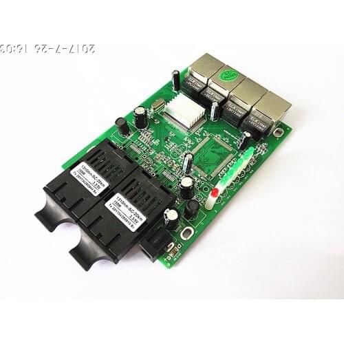 10/100M media converter Switch,4 RJ45+2Fiber 4 RJ45+2(1*9) port,with single mode dual fiber 20km