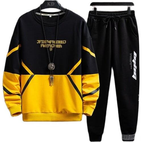 2021 Spring and Autumn Mens Round Collar Sportsuit + Trouser Size 3XL