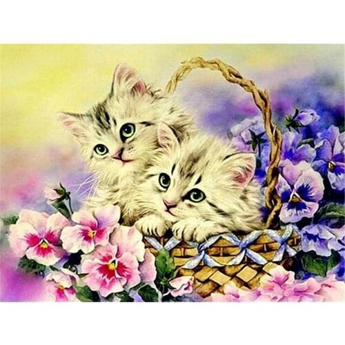 Animal Cat DIY Cross Stitch Embroidery 11CT Kits Needlework Craft Set Printed Canvas Cotton Thread Home Decoration Design