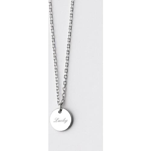 MloveAcc 100% Real 925 Sterling Silver Round Lucky Tag Pendant Necklaces Noble Charming Women Fine Jewelry for Gift