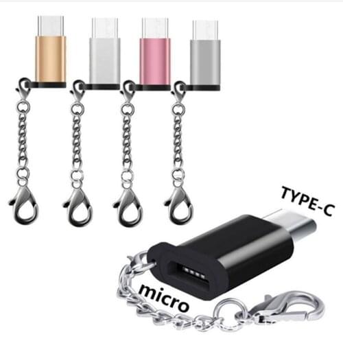 Aluminium Alloy Micro USB To Type-C Adapter for Phone Tablet with Anti-lost Keychain Lanyard Converter Connector 2020 New