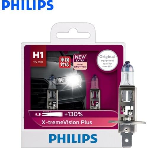 Philips H1 H4 H7 12V X-treme Vision Plus Bright Xenon White Light Car Halogen Headlight Car Lamp ECE Approve 130% Brighter, Pair