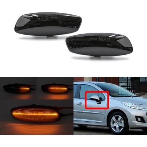 Fits For Peugeot 207 308 3008 5008 RCZ For Citroen C3 C4 C5 DS3 DS4 Smoked Lens Dynamic Sequential Amber Led Side Marker Lights