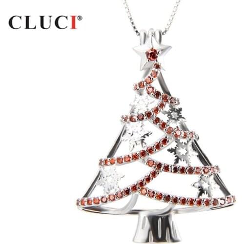 CLUCI 925 Silver Christmas Tree Charms Pendant 71pcs Zircon Women Christmas Gift Pendant 925 Sterling Silver Pearl Locket SC161S