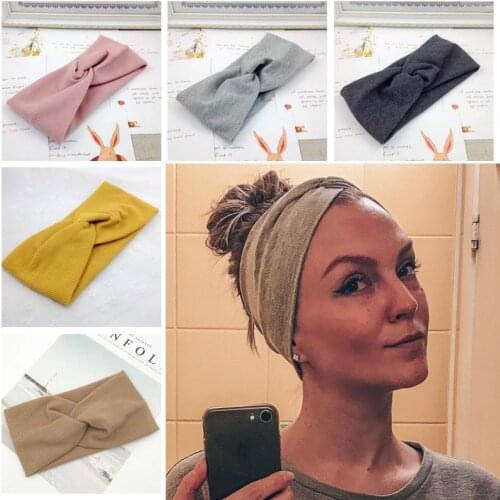 Womens Cotton Elastic Knot Headband Hair Accessories Twist Cross Headband Makeup Headband Fashion Sports Headband