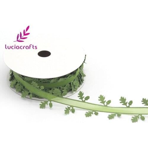Lucia crafts 1roll/lot 40mm Leaves Vine Garlands Ribbons Sew On Fabric Lace Trim Ribbon DIY Handmade Materials Q0606