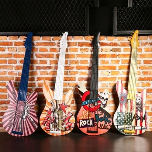 Retro wrought iron guitar rock wall hanging nostalgic bar Internet cafe shop American decoration guitar decoration wall hanging