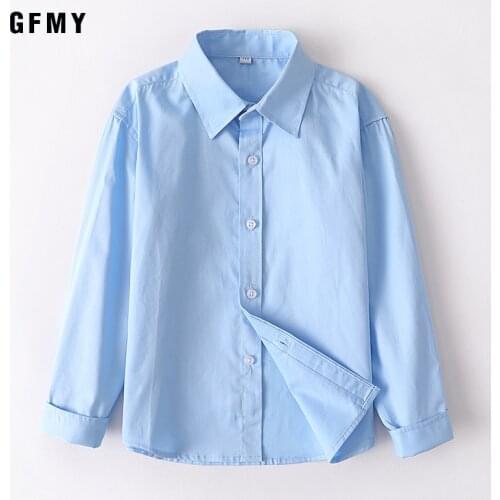 Hot Sale Children Boys Shirts Autumn 2021 Fashion Solid color Kids baby Shirts children Clothing Shirt white Long sleeve 3-12Yrs