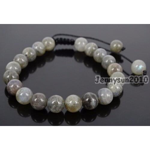 Handmade 8mm Adjustable Natural Labradorite Gems Stone Round Beads Bracelet Healing Reiki 5 Strands/Pack