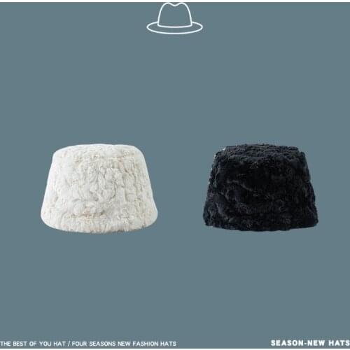 Warm Rabbit Solid Woman Girls Caps Bucket Hats Fashion Thick Winter Autumn Outdoor Men Women Korean Style Sun Hat Fishing Hat