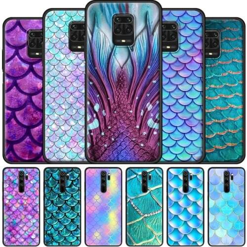 Mermaid Tail Scale Silicone Phone Case For Redmi Note 10 Pro Max 9 9S 9T 8 8T 7 Soft Cover for Redmi 9A 9C 8A 7A 6A Coque Casing