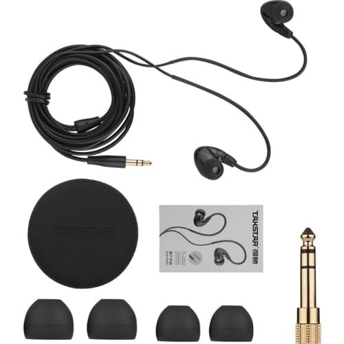TAKSTAR TS-2260 In Ear Headphones Wired Earbuds with 6.3mm Interface Adapter for Recording Monitoring Music Appreciation