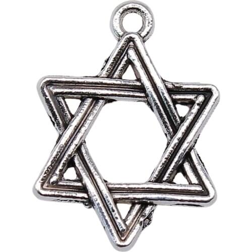 WYSIWYG 20pcs 20x15mm 2 Colors Antique Silver Color Antique Bronze Plated Star Of David Charm Star David Charm Star Charms David