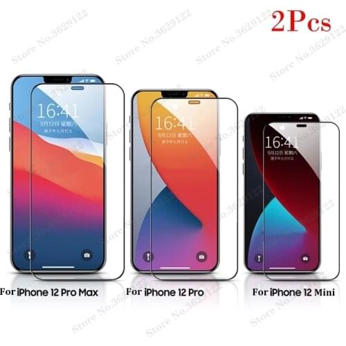 2pcs Full Cover Tempered Glass For iPhone 12 mini Screen Protector For iPhone 12 Pro Max Screen Protector iPhone 12 Glass film