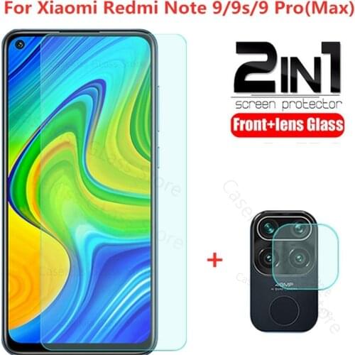 2 in 1 tempered glass for redmi note 9 9s note 9pro max screen protector camera lens protective glass on redmi 9a note9 9t glass