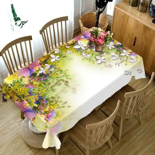 Yellow FLOWER tablecloth waterproof 3D rectangular tablecloth banquet round table cloth customized size Cushion cover