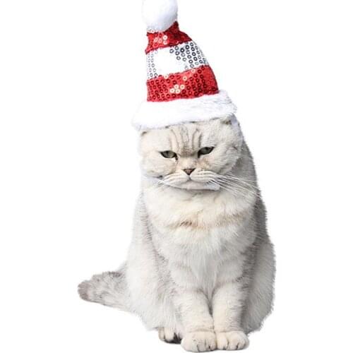 1pc Christmas Hat For Cats Dogs Santa Claus Decoration Plush Cap Xmas Party Decor Lovely Pets Accessories Christmas Clothes