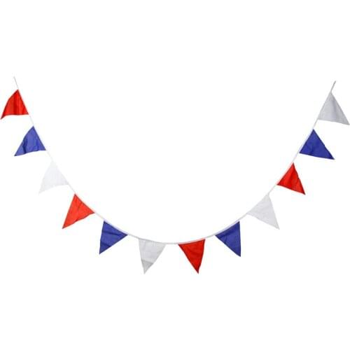 10m Red Blue White Cotton Banner 36 Flags Pennant Garland Birthday Wedding Party Decor Supply Festival Performance Background