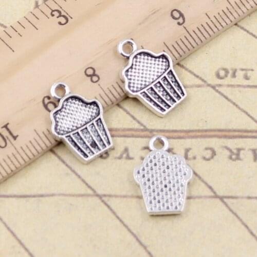 20pcs Charms Cupcake Ice Cream 15x10mm Tibetan Silver Color Pendants Antique Jewelry Making DIY Handmade Craft