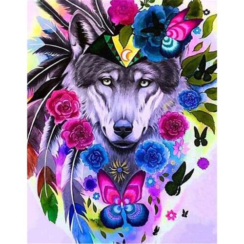 5D DIY Diamond Painting Flower Wolf Room Decor Diamond Embroidery Diamond Mosaic Cross Stitch Full Round Diamond Decor Home Gift
