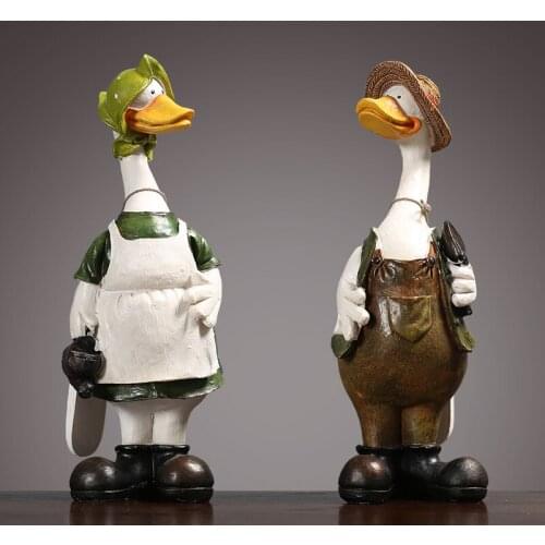 AMERICAN CREATIVE RESIN COUPLE DUCK ORNAMENTS HOME LIVINGROOM TABLE FURNISHING CRAFTS HOTEL OFFICE DESKTOP FIGURINES DECORATION