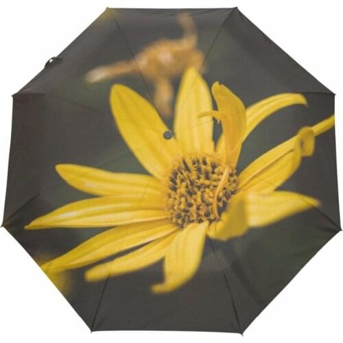 Sunflower Printed Automatic Umbrella Wind Resistant Three Folding Umbrella Men Women Luxury Big Windproof Outdoors Umbrellas