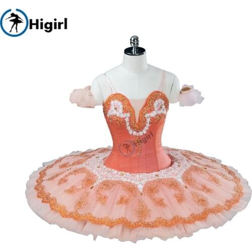 Free shipping Pink Fairy Professional Ballet Tutu Women Adult orange Performance Fairy Doll Platter Tutu Costume BT9124