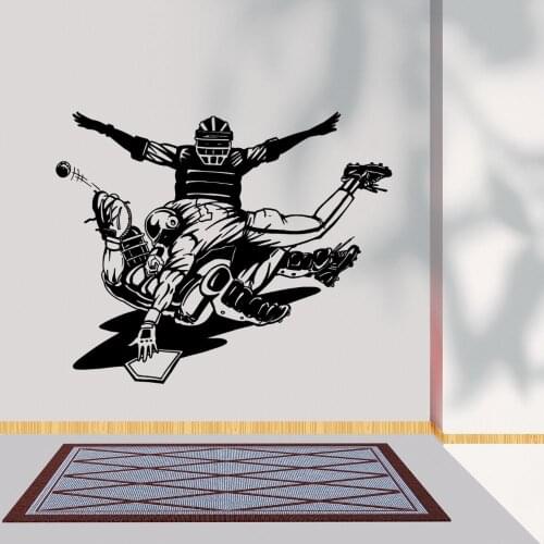 Baseball Slide Safe Call Wall Art Baseball Sports Sticker for Home Living Room Decoration Removable A002403