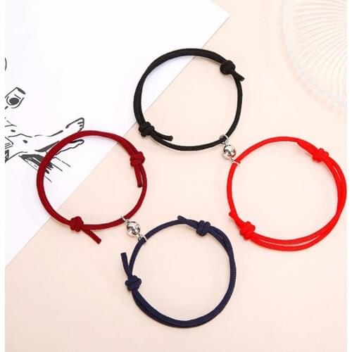 1 Pair Fashion Couples Bracelets Simple Milans Rope Weaving Magnet Attract Long-distance Lover Hand Rope Couple Bracelet Gifts
